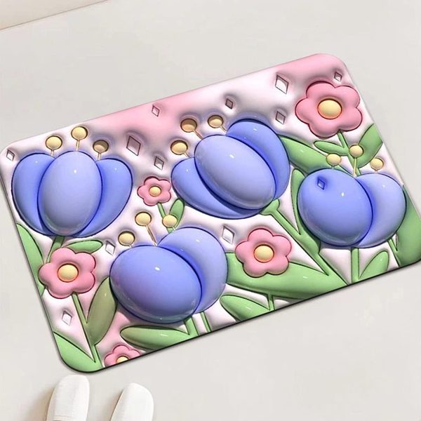 3D Flower Soft Diatom Mud Absorbent Floor Mat