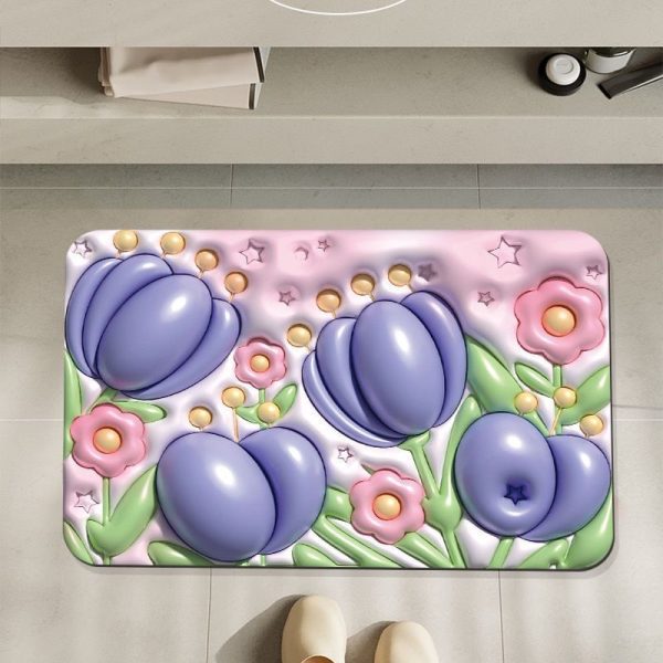 3D Flower Soft Diatom Mud Absorbent Floor Mat