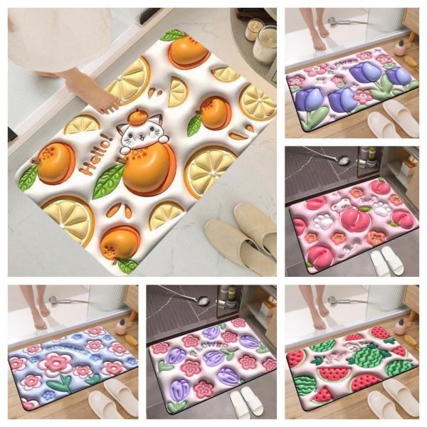 3D Visual Bathroom Rugs Non-Slip Easy to Clean Quick Drying Floor Mat