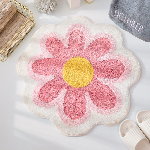 Cute Soft Superfine Fiber Flower Non Slip Water Absorbent Bath Mat