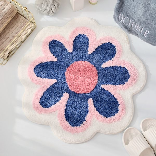 Cute Soft Superfine Fiber Flower Non Slip Water Absorbent Bath Mat