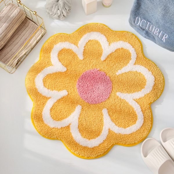 Cute Soft Superfine Fiber Flower Non Slip Water Absorbent Bath Mat