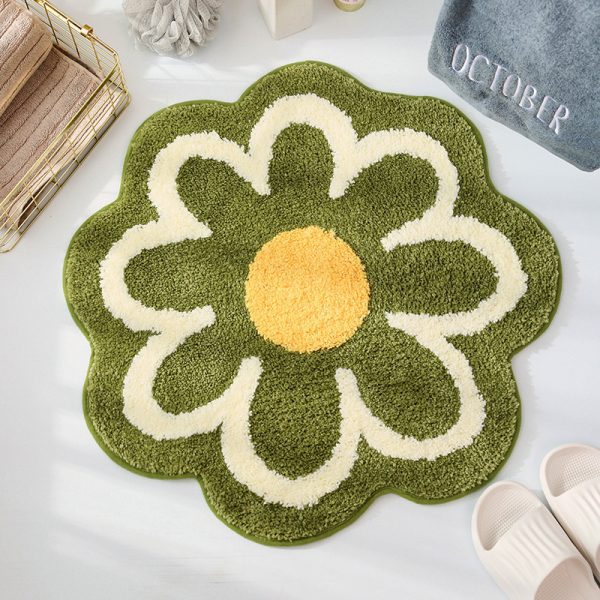 Cute Soft Superfine Fiber Flower Non Slip Water Absorbent Bath Mat