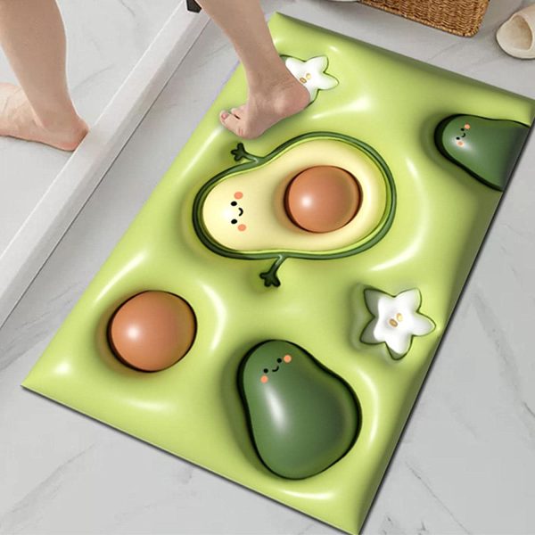 Diatom Mud Bath Mat | 3D Soft Absorbent Avocado