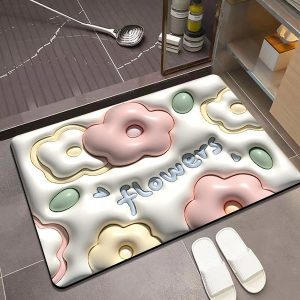 Memory Foam Bath Rug | Flower Non-Slip Bathroom Mat