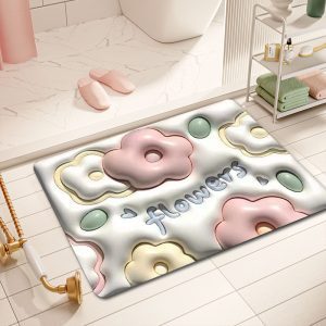 Memory Foam Bath Rug | Flower Non-Slip Bathroom Mat