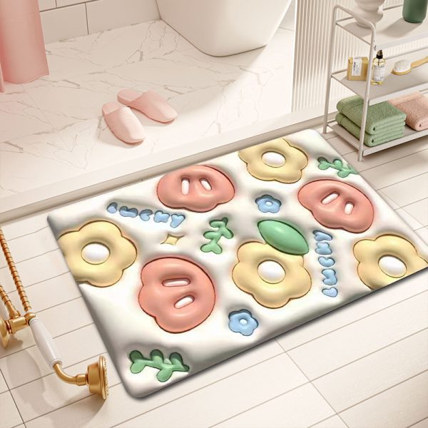 Memory Foam Bath Rug | Flower Non-Slip Bathroom Mat
