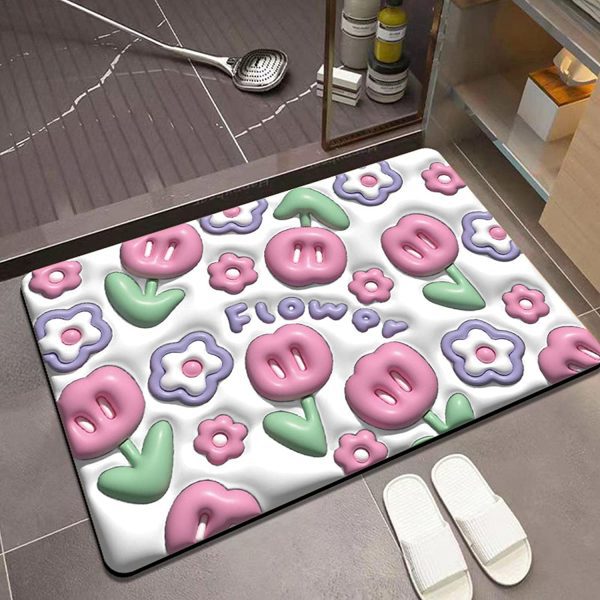 Memory Foam Bath Rug | Flower Non-Slip Bathroom Mat