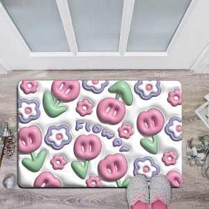 Memory Foam Bath Rug | Flower Non-Slip Bathroom Mat