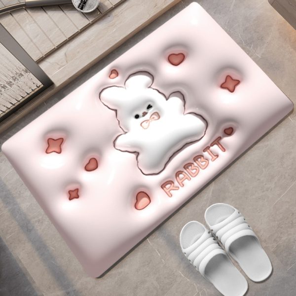 3D Visual Bath Mat Rabbit Pattern