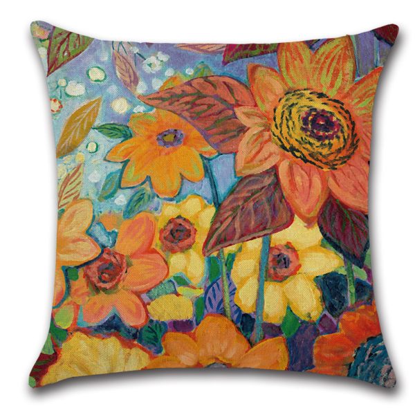 Sunflower Cotton Linen Pillows Cases