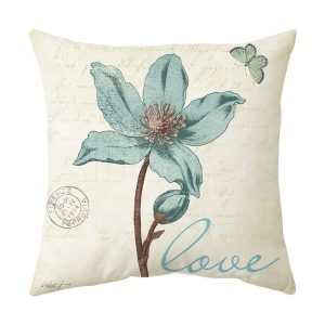 Blue Flower Throw Pillow Covers