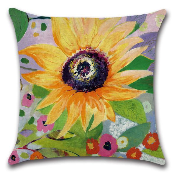 Sunflower Cotton Linen Pillows Cases