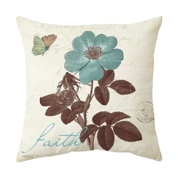 Blue Flower Throw Pillow Covers