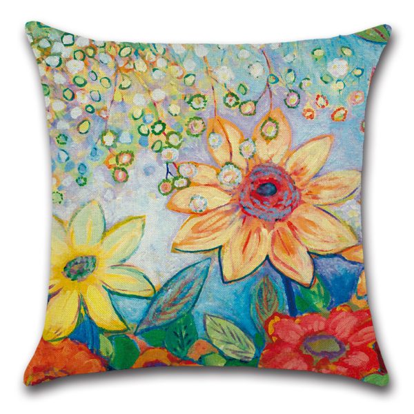 Sunflower Cotton Linen Pillows Cases