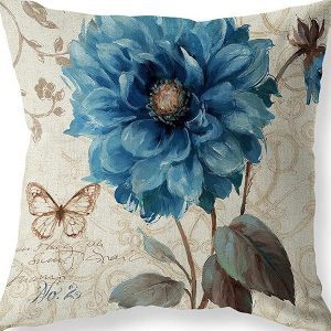 Farmhouse Blue Flower Throw Pillow Covers