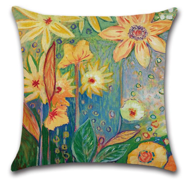 Sunflower Cotton Linen Pillows Cases