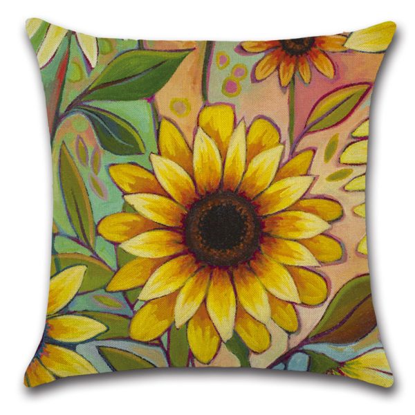 Sunflower Cotton Linen Pillows Cases