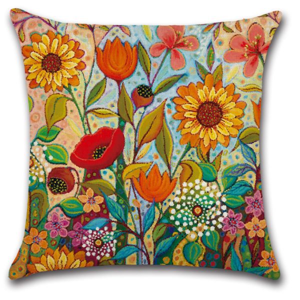 Sunflower Cotton Linen Pillows Cases