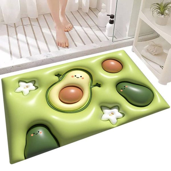 Diatom Mud Bath Mat | 3D Soft Absorbent Avocado