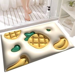 Diatom Mud Bath Mat | 3D Soft Absorbent Pineapple