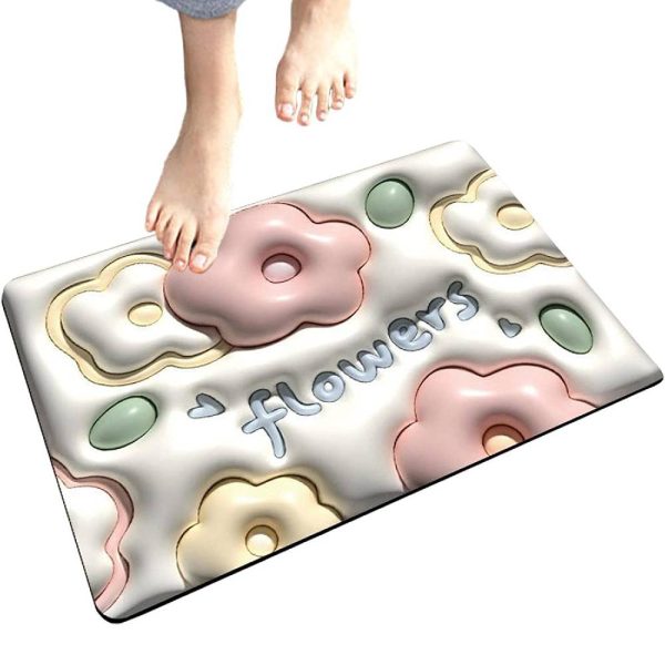 Memory Foam Bath Rug | Flower Non-Slip Bathroom Mat