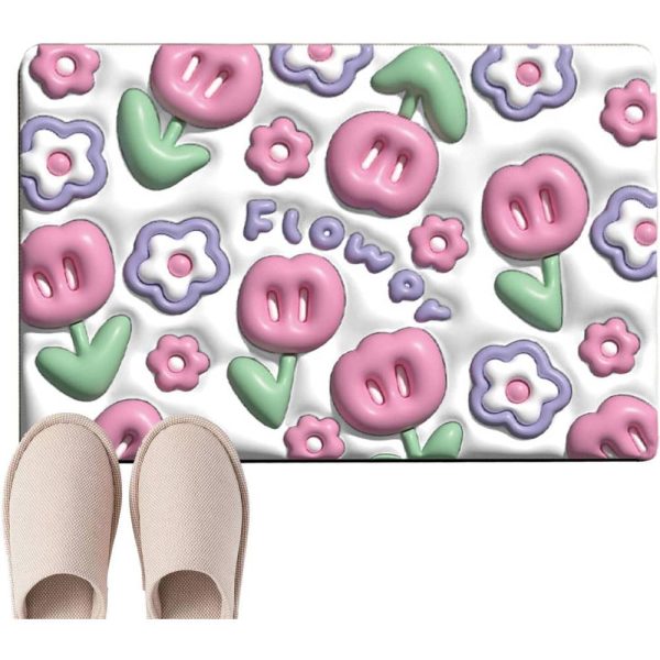 Memory Foam Bath Rug | Flower Non-Slip Bathroom Mat