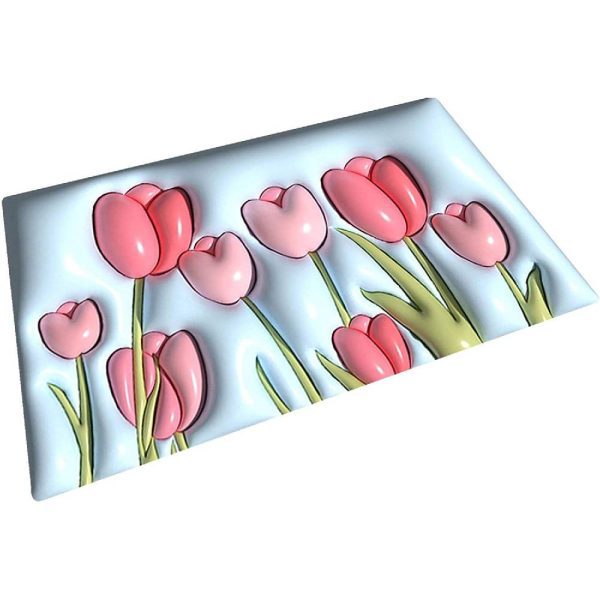 Diatom Mud Bath Mat | 3D Soft Absorben Pink Tulips