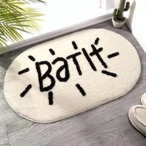 Black White Soft Absorbent Cute Machine Washable Non-Slip Bath Mat