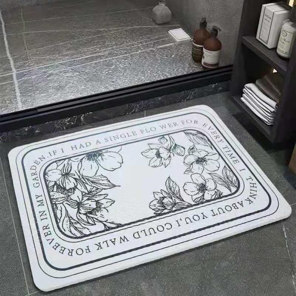 Black White Soft Absorbent Cute Machine Washable Non-Slip Bath Mat