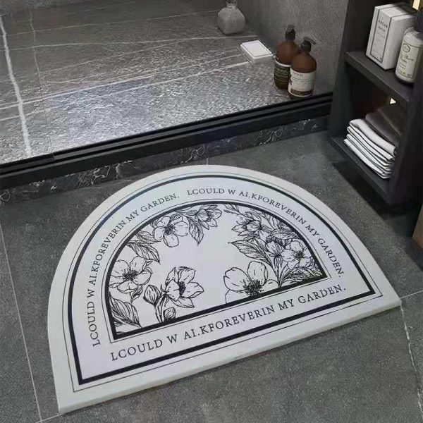 Black White Soft Absorbent Cute Machine Washable Non-Slip Bath Mat