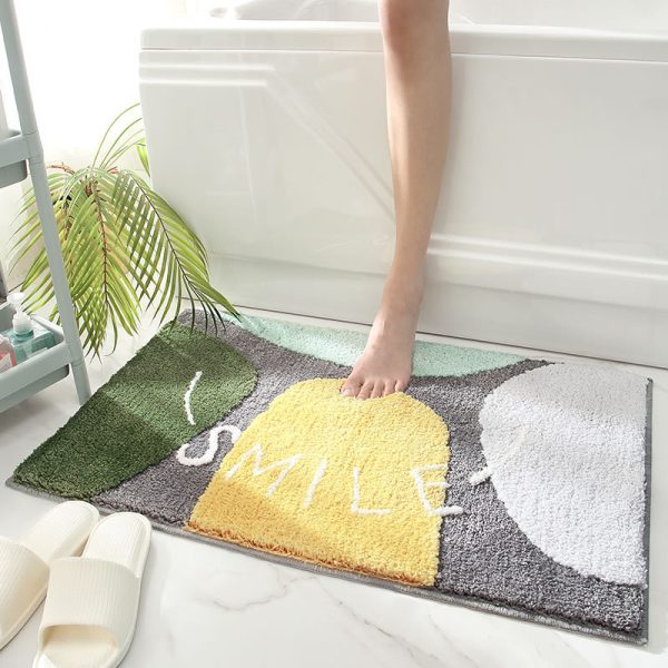 Non-Slip Leaf Machine Washable Cute Bathtub Mat for Kids Water Absorbent Plush Thick Rug Microfiber