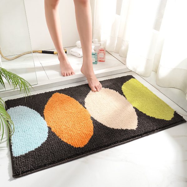 Non-Slip Leaf Machine Washable Cute Bathtub Mat for Kids Water Absorbent Plush Thick Rug Microfiber