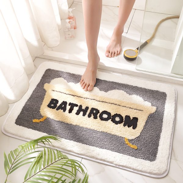 Non-Slip Leaf Machine Washable Cute Bathtub Mat for Kids Water Absorbent Plush Thick Rug Microfiber