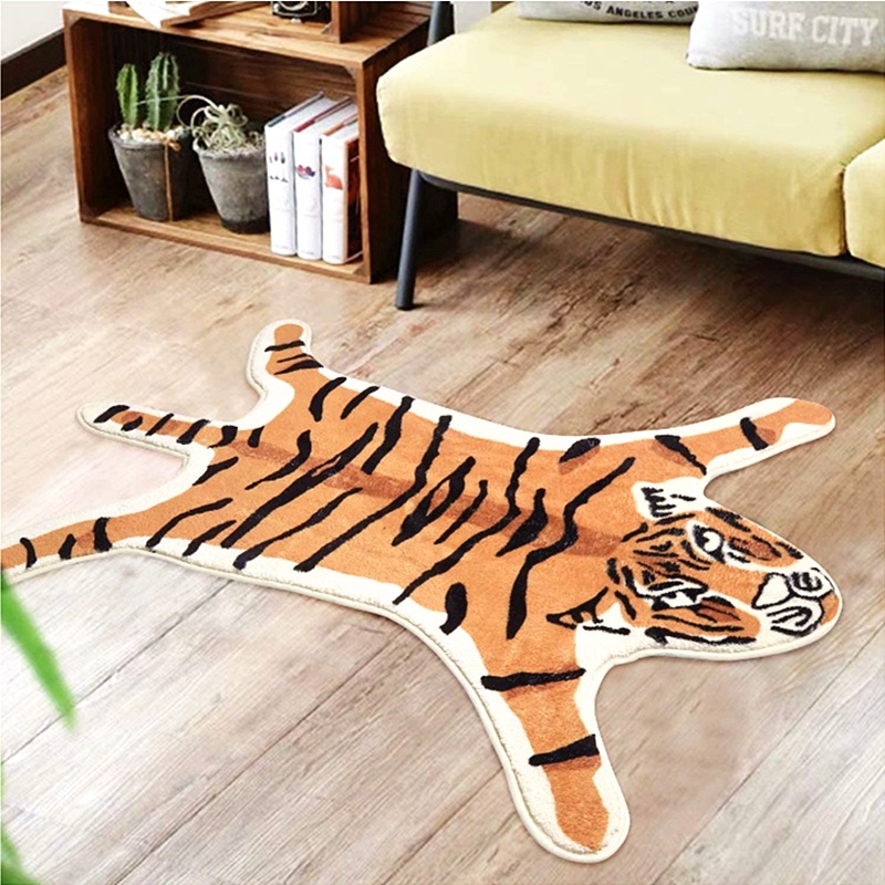 Funny Tiger Bath Mat Cute Cartoon Non Slip Animal Shaped Absorbent Preppy Small Decor Aesthetic Plush Machine Washable