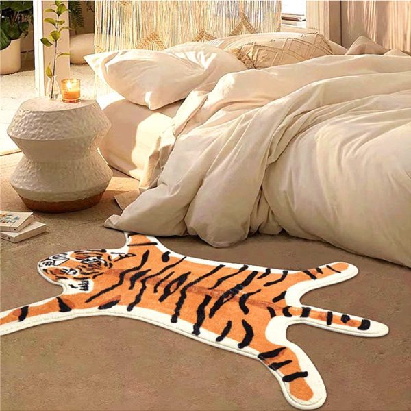 Funny Tiger Bath Mat Cute Cartoon Non Slip Animal Shaped Absorbent Preppy Small Decor Aesthetic Plush Machine Washable