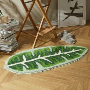 Monstera Green Leaf Rug Non Slip Bath Mat