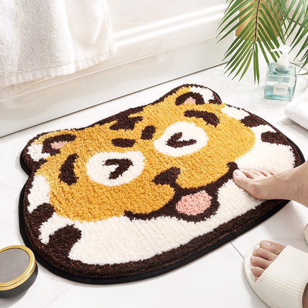 Tiger Face Microfiber Absorbent Slip Resistant Bath Mats Machine Washable