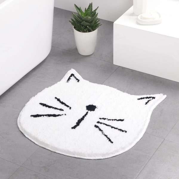 Non-Slip Soft Washable Absorbent Bath Mat Cat Face