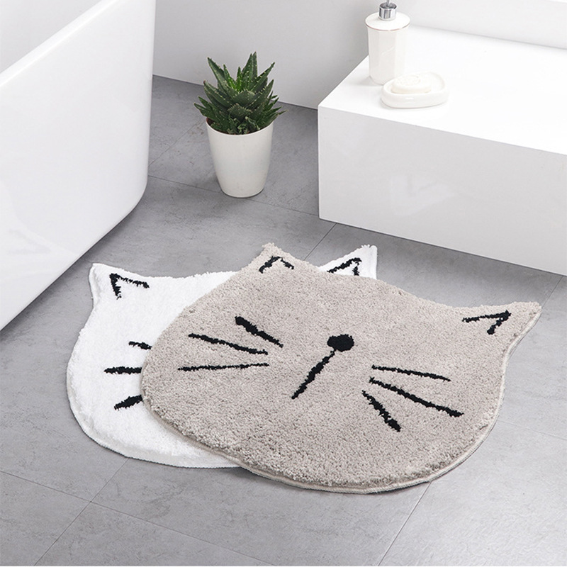 Non-Slip Soft Washable Absorbent Bath Mat Cat Face