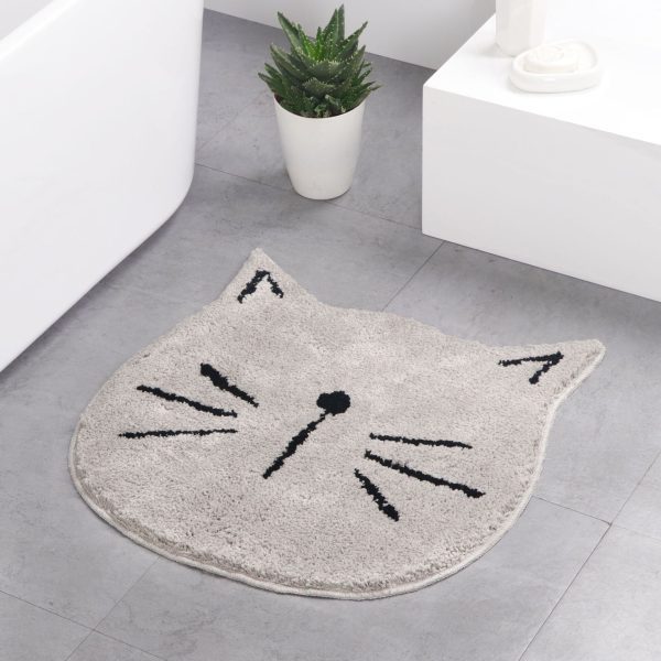 Non-Slip Soft Washable Absorbent Bath Mat Cat Face