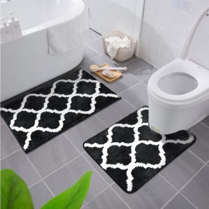 Soft and Absorbent Microfiber Bath Rugs Non-Slip Machine Wash Dry Bath Mats