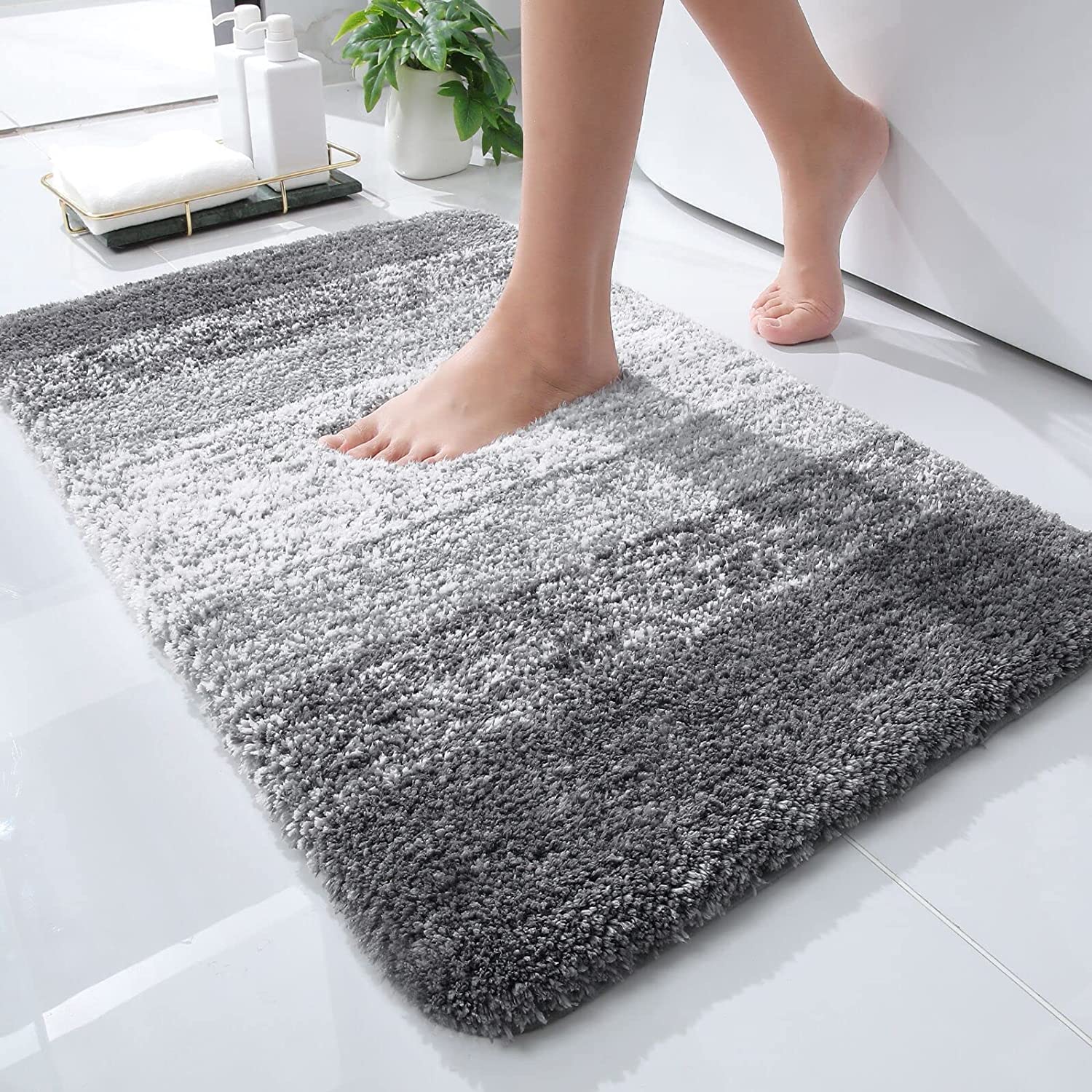 Luxury Soft and Absorbent Microfiber Non-Slip Plush Bathmat Machine Wash Dry