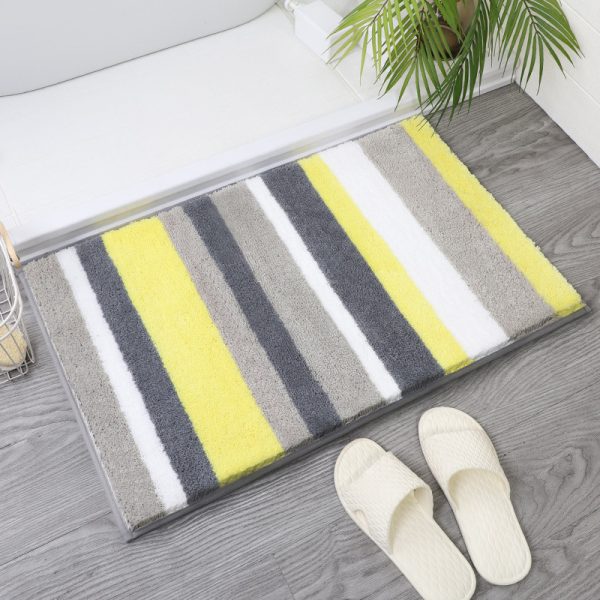 Non Slip BathMat Microfiber Absorbent Machine Washable stripe