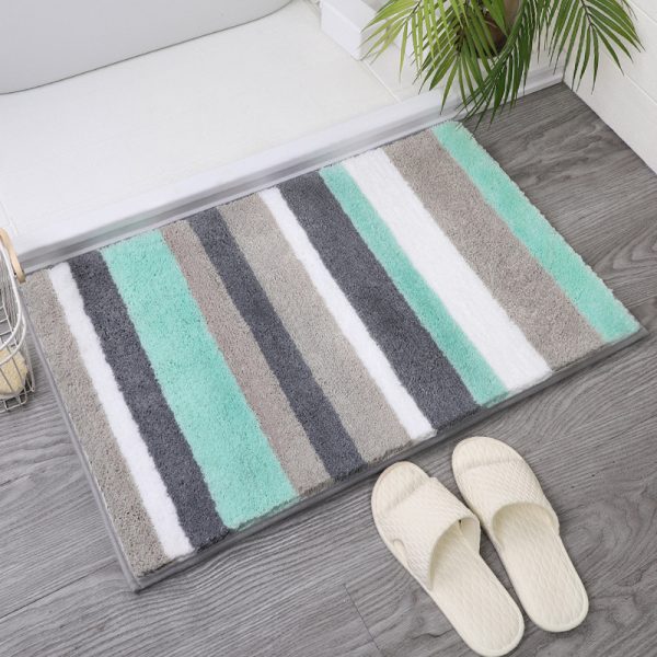 Non Slip BathMat Microfiber Absorbent Machine Washable stripe