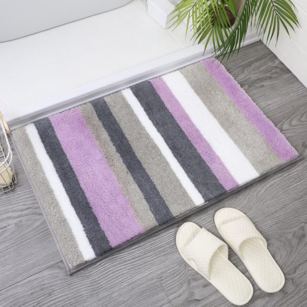 Non Slip BathMat Microfiber Absorbent Machine Washable stripe