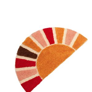 Half Circle Sun Bath Mat Cute Bohemian Non-Slip Washable