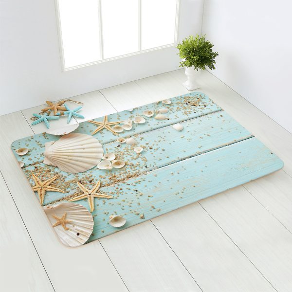 Sandy Beach Shells Plush BathMat Non Slip