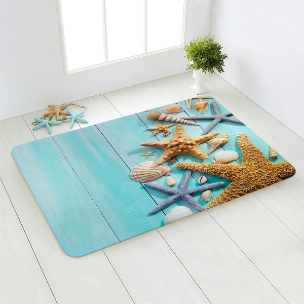 Sandy Beach Shells Plush BathMat Non Slip