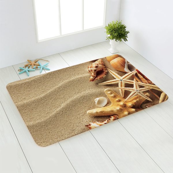 Sandy Beach Shells Plush BathMat Non Slip